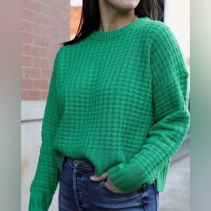 Reposh 360 cashmere emerald green 100% Cashmere Waffle Knit Sweater XS